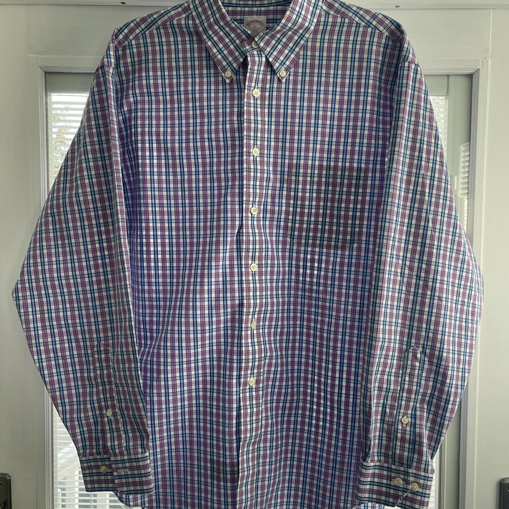 Brooks Brothers 346 Men’s Plaid Button‑Down Shirt – Size L, Original Fit